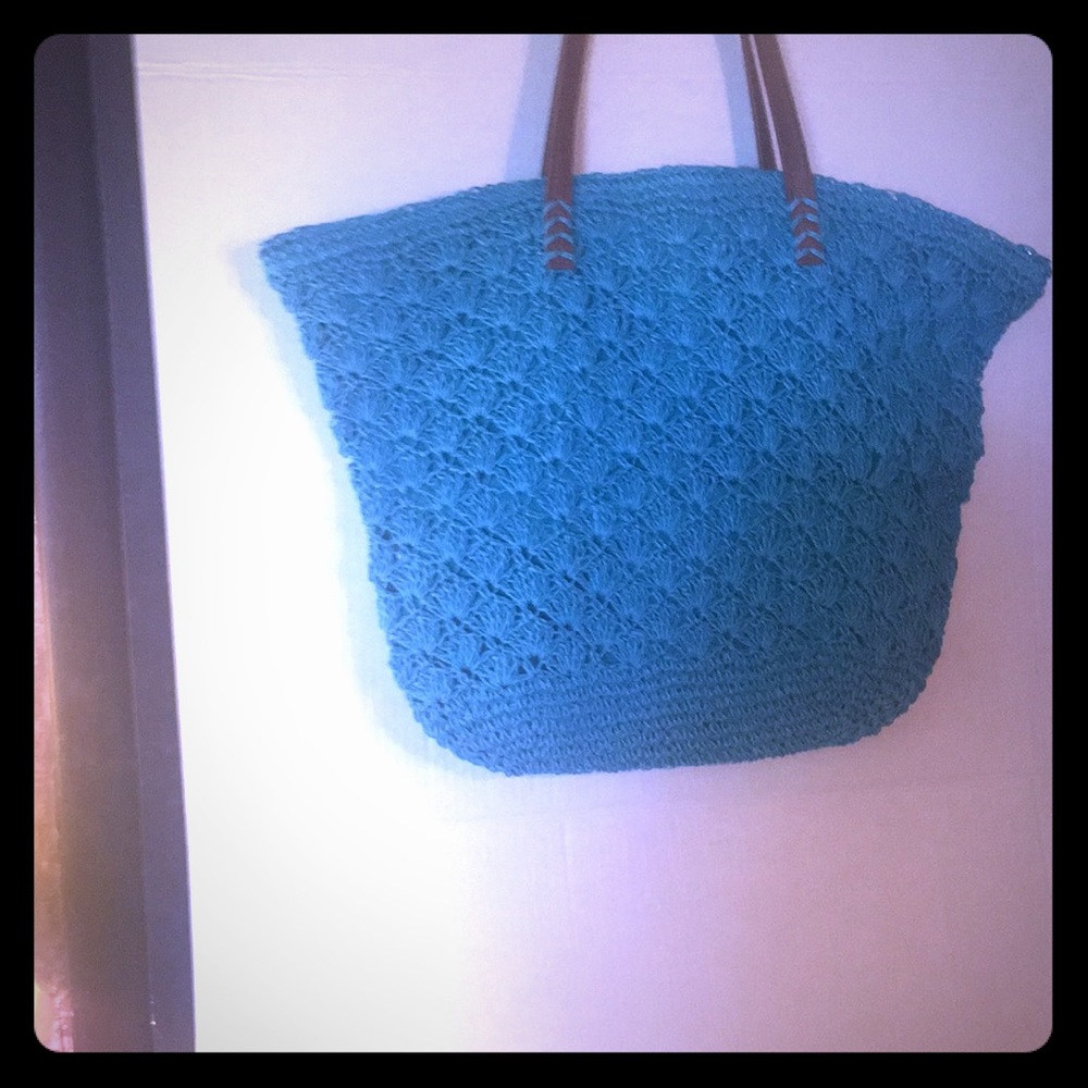 Brand new crocheted beautiful turquoise summer bag